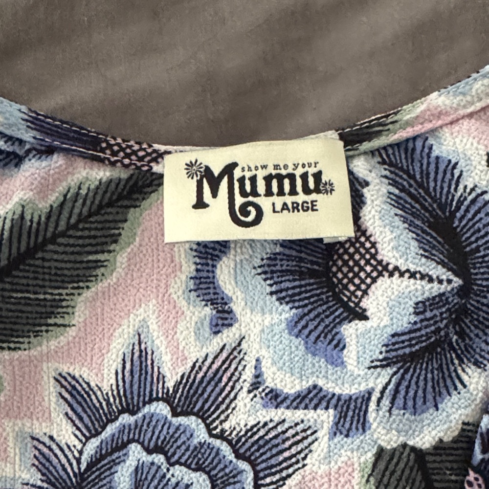 Show Me Your Mumu conga Crop Wrap Top Pink/Blue Floral size large - Picture 2 of 4